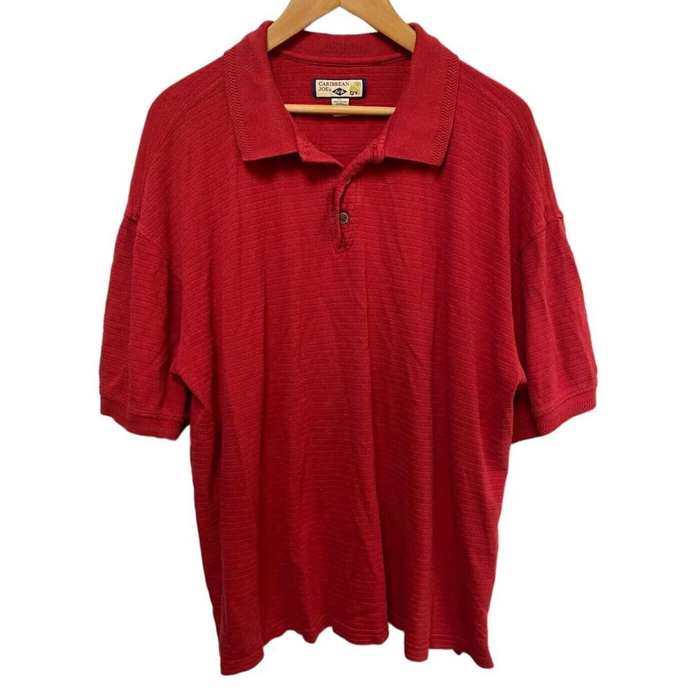 Caribbean Joe Men's Short Sleeve Polo Red Size‎ XL